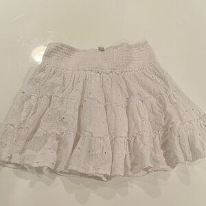 American Eagle Outfitters Cream Eyelet Mini Skirt